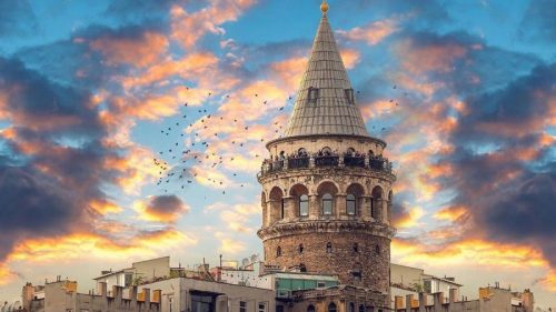 غروب آفتاب در برج گالاتا استانبول